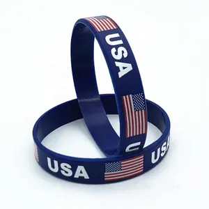 Fashion Style Good Price Navy Blue Silicone Rubber USA Bracelet Wristbands
