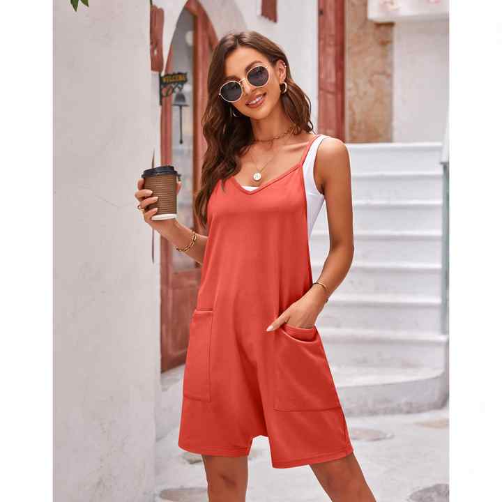 Sleeveless Jumpsuit Red Romper Pants Women's Elegant Red Jumpsuit