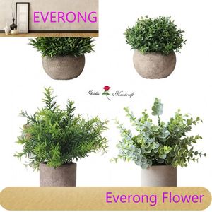 EVERONG-PE041 ירק מלאכותי פלסטיק אקליפטוס מיני עציץ לעיצוב הבית - Product Image 1