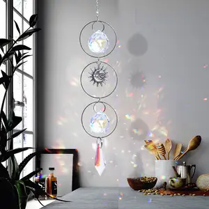 Crystal Garden Window Hanging Party Decoration Chandelier Wind Chimes Crystal Prisms Hanging Suncatcher Pendant Home Decor Gift