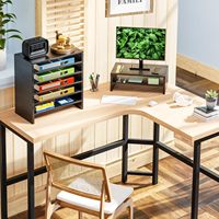 Combohome Support de moniteur en bois, organisateur de rangement de bureau en bois à 2 niveaux pour ordinateur portable