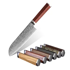 Custom Kitchen Knives Set Damast Messer Kitchen Knife with Wood Handle