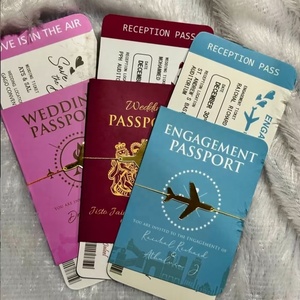 Carte d'invitation de mariage personnalisée format passeport, suite pliée en deux, design professionnel, paiement postérieur, vente en gros en vrac - Product Image 2