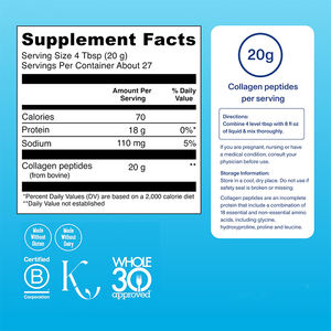 Supplément protéique en poudre de collagène hydrolysé de type 1 et 3 Produit de beauté pour femmes et hommes - Product Image 2