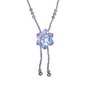 Floral Crystal Sweater Chain Rich Purple Flower Pendant Party Jewelry for Women - Product Image 2