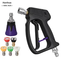 Pistolet de lavage de voiture électrique manuel 3/8 intégré, pivotant et autobloquant, 4500 psi, lance courte, nettoyeur haute pression en laiton