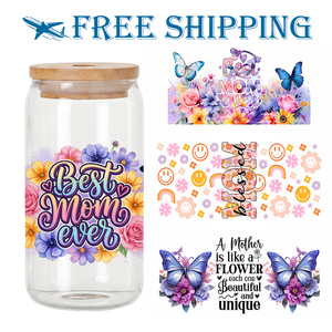 Livraison Gratuite Profit King Expédition en 48 Heures Lot Mixte Autocollant de Transfert Floral UV DTF Mama Bear pour Gobelet en Verre Libbey de 16oz - Product Image 1