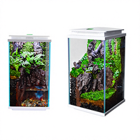 Aquarium miniature écologique en verre carré de 35 L avec éclairage LED, filtre et pompe, 220 V, pour table de salon intérieure, cuisine extérieure, intelligent