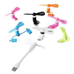 Portable Mini <b>Phone</b> Fan 3-in-1 Mobile <b>Phone</b> Fans Fit for <b>Micro</b> Usb/type C/ip 8pin Ports With Custom Logo for Promotional Gifts - Product Image 1