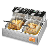 Friteuse à huile professionnelle RAF en acier inoxydable à double panier 6,0+6,0L, friteuse électrique pour poulet frit