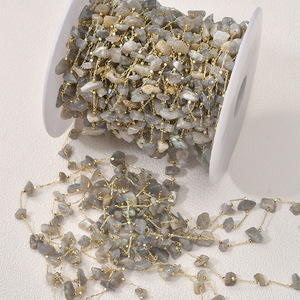 Chaîne à perles en <span class=keywords><strong>pierre</strong></span> <span class=keywords><strong>de</strong></span> <span class=keywords><strong>lune</strong></span> naturelle, rouleaux <span class=keywords><strong>de</strong></span> gravier, pour la fabrication <span class=keywords><strong>de</strong></span> bijoux, plaqué or 14k, g - Product Image 5