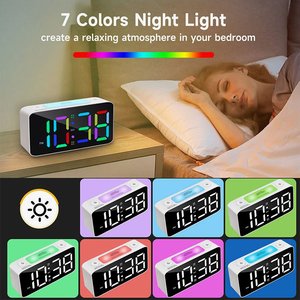 Digital Alarm <b>Clock</b> <b>LED</b> Display Night Light USB Charging Square Desk Table <b>Clock</b> for Bedroom - Product Image 3