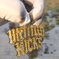 Pendentif Hip Hop Icy Two Rows, lettres gothiques, largeur 2,5 pouces, plaqué or 18 carats, argent sterling 925, Moissanite VVS, pour rappeur
