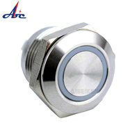 Botón pulsador táctil momentáneo impermeable IP65 de 16 mm tipo anillo LED de tipo corto