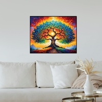 Peinture numérique transfrontalière à l'huile, peinture acrylique DIY faite à la main, arbre de vie, peinture par numéros, Art Déco, toile écologique rectangulaire