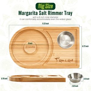 Sunziba Bamboo Cocktail Salt Rimmer Margarita Seasoning Board Reusable <b>Bar</b> <b>Tool</b> Sugar Dipping Tray - Product Image 3