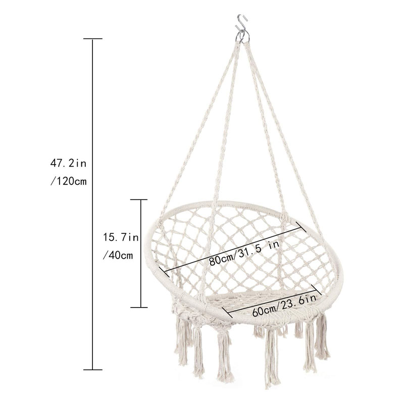 Hot sale hand made home decor round hanging swing portable outdoor swing hang chair