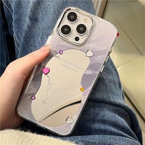 Funda de Teléfono con Espejo de Cristal con Diseño de Ballet para iPhone 17 16 15 14 13 12 11 Pro Max Plus, Carcasa Trasera de Cristal Pintado con Espejo - Product Image 4