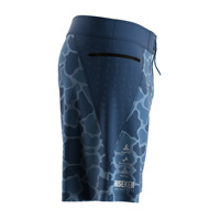 Shorts de bain personnalisés pour hommes, bleu marine camouflage, avec poche latérale zippée en maille, ajustement rapide de la taille par cordon de serrage