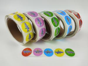 Rollo personalizado autoadhesivo impermeable brillante laminación vinilo <span class=keywords><strong>Promo</strong></span> etiqueta de precio con personajes de dibujos animados redondo 3 Core Dia. - Product Image 4