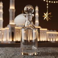 Bouteille de présentation en verre transparent de 250 ml, polie à la main, avec bouchon en liège, pour huile d'Attar Oud, style arabe