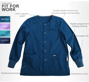 Nouvelle tenue médicale unisexe 2026 en tissu peigné avec poches, uniforme d'hôpital extensible OEM pour médecins, vente en gros - Product Image 2