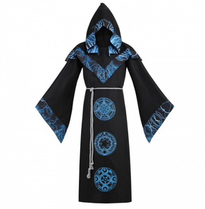 Costume Médiéval Unisexe pour Homme Cape Vintage à Capuche Long Magicien pour Halloween ou Jeu <span class=keywords><strong>Cosplay</strong></span> - Product Image 6