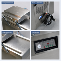 Machine d'emballage sous vide à double chambre DZ-500, emballageur de grande capacité pour la production en vrac