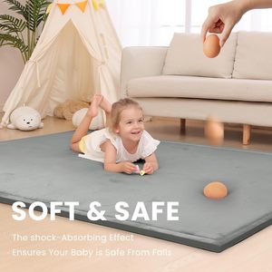 Tapis de jeu pour tout-petits en peluche douce personnalisé en usine, moderne, écologique, en polyester gris, pour salon, salle de jeux, chambre à coucher, meubles pour enfants - Product Image 3