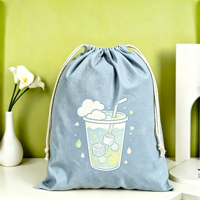 Pochette réutilisable en toile écologique avec cordon de serrage, motif de dessin animé, logo personnalisé, pour emballage cadeau et usage quotidien