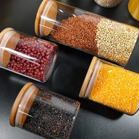 Pot de stockage en Borosilicate Offre Spéciale verre de stockage des aliments et récipient avec couvercle en bambou