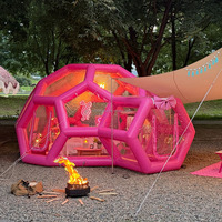 Tente bulle gonflable rose hermétique en PVC transparent, dôme géodésique silencieux pour glamping, camping, location pour fêtes en extérieur, personnalisable