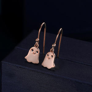 Pendientes colgantes chapados en oro con diseño de fantasma, bonitos pendientes de metal de aleación con diseño de dibujos animados, unisex, para fiesta de Halloween - Product Image 4