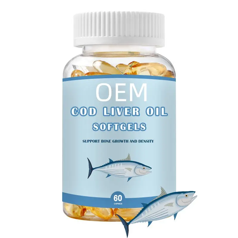 Hot sale OEM Pure 1000A/100D 2500A/250D Cod Liver Oil vitamin e fish oil softgel organic cod liver oil softgel capsules