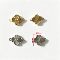 Breloques trèfle en laiton gravées CNC, pendentifs à double boucle en zircon plaqué or/rhodium pour la fabrication de bijoux et la création d'accessoires distinctifs