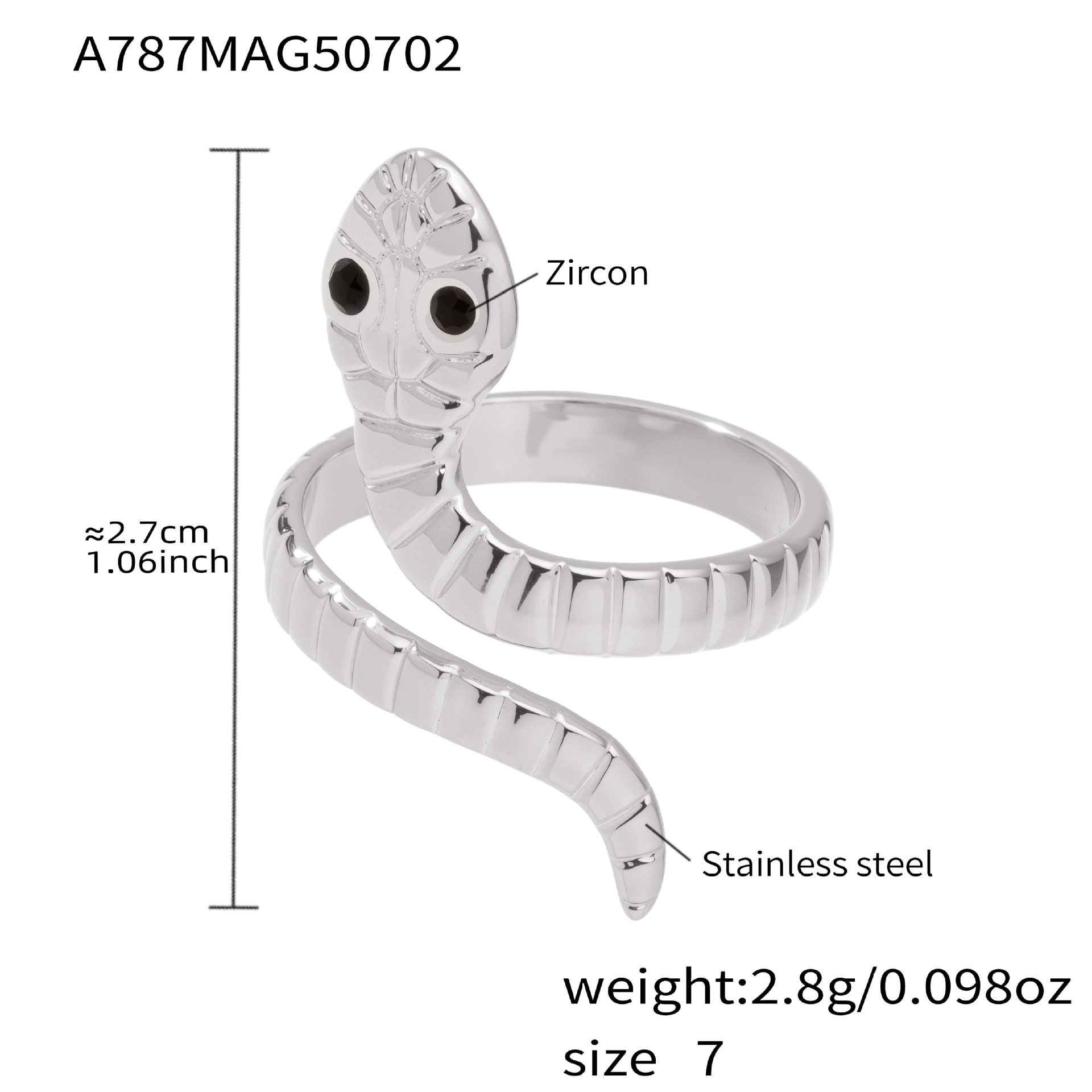 A787-steel single layer snake ring