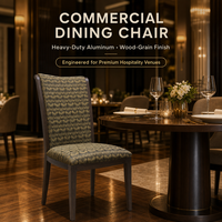 Chaise de salle à manger moderne en tissu avec pieds en aluminium, chaise de restaurant de luxe rembourrée en tissu pour les églises