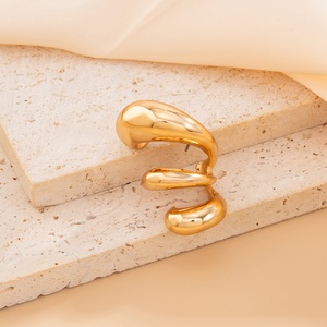 Hot Bán Đồ Trang Sức Thời Trang Mạ Vàng Hợp Kim Kim Loại Mịn Nước <span class=keywords><strong>Drop</strong></span> Tai Clip Và Đinh Tai Hoop Clip Bông Tai Bộ Cho Phụ Nữ - Product Image 4