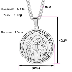 Sellos de siete Arcángeles protección amuleto collar cristiano 7 ángeles principales oraciones cadena colgante collar religioso - Product Image 6