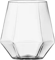 Stemless Wine Glass Wholesale Diamond Shaped Stemless Glassware 12oz Clear Hexagonal Stemless Wine Glass Cup