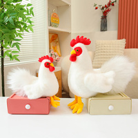 Jouet en peluche réaliste et moelleux, coq en peluche à poils courts, poule blanche en peluche douce