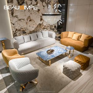 Ý Sang Trọng Hiện Đại Ý Da <span class=keywords><strong>Sofa</strong></span> Ôm Modular Cho Nhà Biệt Thự Phòng Khách Châu Âu Nhung Gỗ Frosted Vải Ghế - Product Image 1