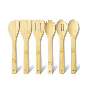 Ensemble d'ustensiles de cuisine écologiques en bambou naturel, personnalisés pour usine - Product Image 1