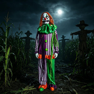 Figura Animatrónica de Halloween, Payaso de Circo Vintage Espeluznante, Accesorio Aterrador para Casa Embrujada, Escape Room, Decoración de Fiestas - Product Image 4