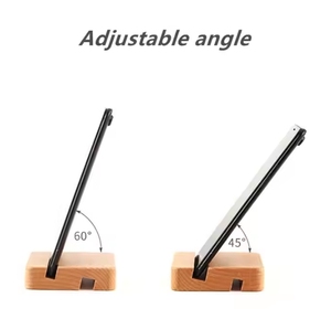 Custom Logo Wood Bamboo Desk Phone Holder <b>Stand</b> for Smart Phone Tablet Holder - Product Image 6