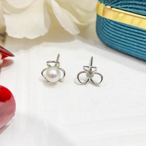 ต่างหูเงินแท้ S925 แบบติดหู ประดับมุก DIY พร้อมลูกปัดกลมขนาด 4-5 มม. แบบเจาะรู-20966 - Product Image 1