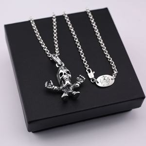 クロムハーツ スカルペンダントネックレス シルバー メンズ レディース ロングチェーン ヴィンテージ ファッション トレンド レトロ ジュエリー ヒップホップ パンク 卸売 ギフト - Product Image 4