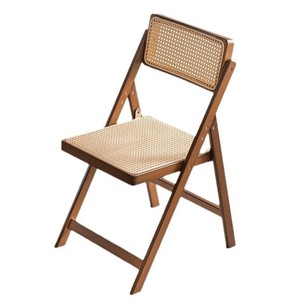 Miteng Folding <b>Chair</b> <b>Brown</b> Rattan Backrest Living Room <b>Chair</b> Portable <b>Dining</b> <b>Chair</b> Natural Wood Design - Product Image 5