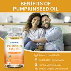Ausreson OEM Huile de graines de citrouille bio Halal vegan 3000mg Capsules molles 1000mg Supplément pour la croissance des cheveux Huile de graines de citrouille Softgel - Product Image 2