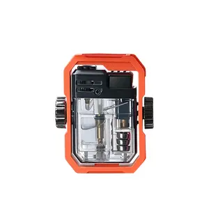 Mecha High Rotation Gyro Lighter Inflatable Windproof Cool Flame LED Light Transparent Air Chamber